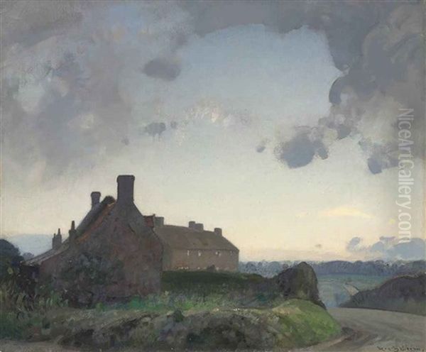 The End Of The Village, Haddiscoe Oil Painting by Sir John Alfred Arnesby Brown