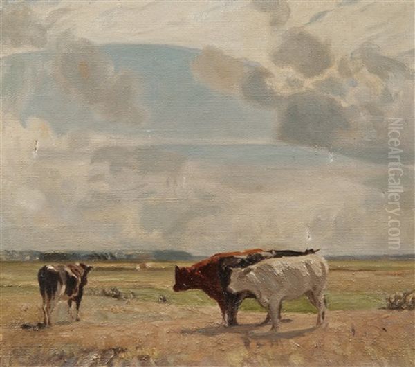 Cattle In A Landscape Oil Painting by Sir John Alfred Arnesby Brown