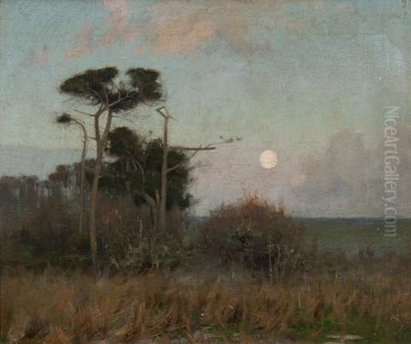 Landscape At Dusk Oil Painting by Sir John Alfred Arnesby Brown