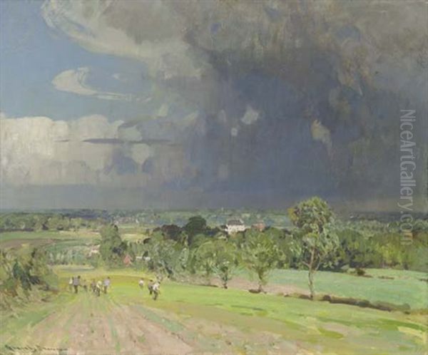 The Ploughed Field Oil Painting by Sir John Alfred Arnesby Brown