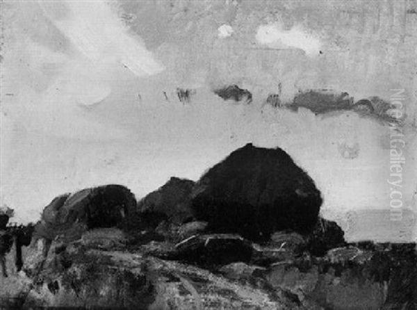 Haystacks Oil Painting by Sir John Alfred Arnesby Brown