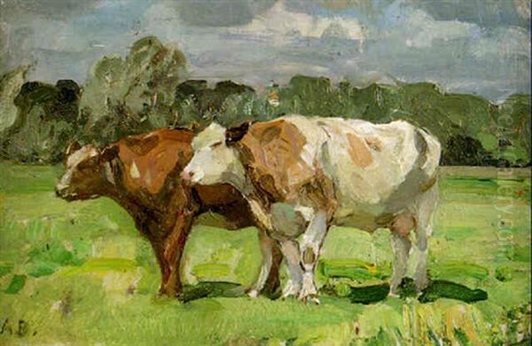 Cattle In A Landscape Oil Painting by Sir John Alfred Arnesby Brown