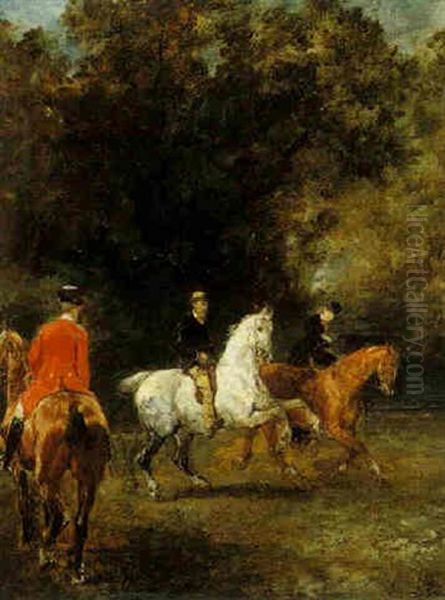 A Hunting Scene Oil Painting by John Lewis Brown