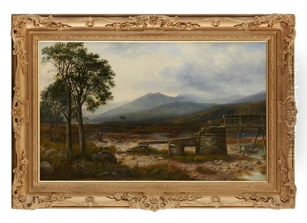 Bridge Over A Highland Stream Oil Painting by William Beattie Brown