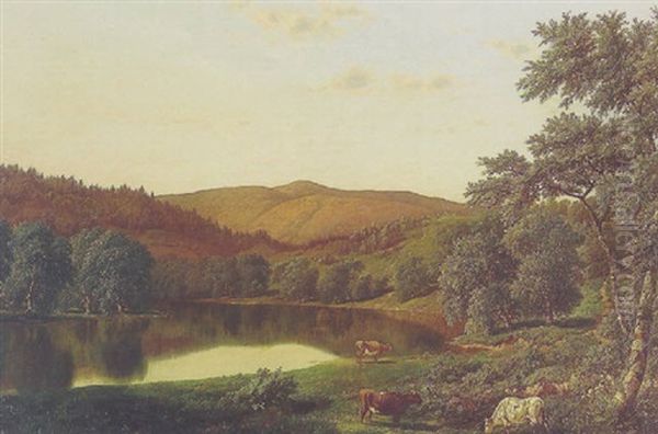 Landscape With Cows Oil Painting by William Mason Brown