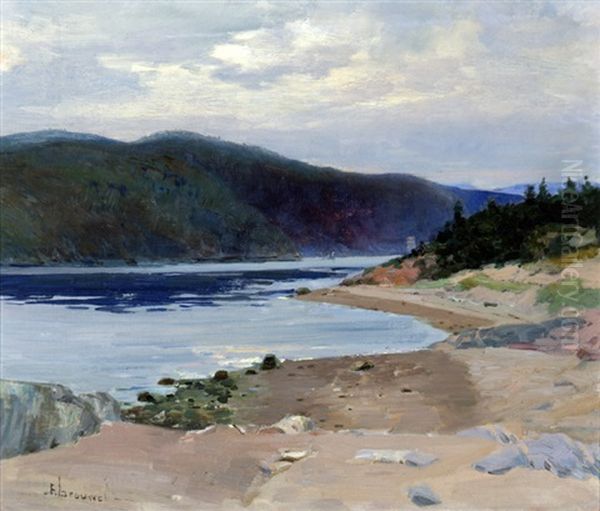 Sandy Shoreline Oil Painting by Peleg Franklin Brownell
