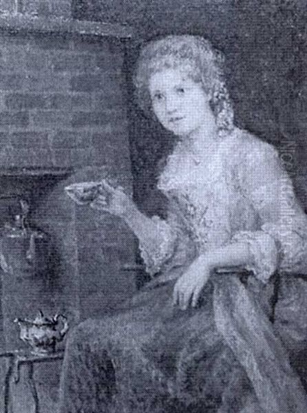 Woman In Interior Oil Painting by Jennie Augusta Brownscombe