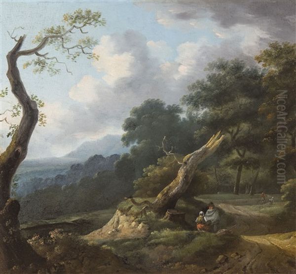 Panoramic Landscape Oil Painting by Lazare Bruandet