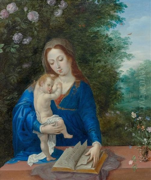 Madonna And Child Before A Landscape Oil Painting by Jan Brueghel the Elder