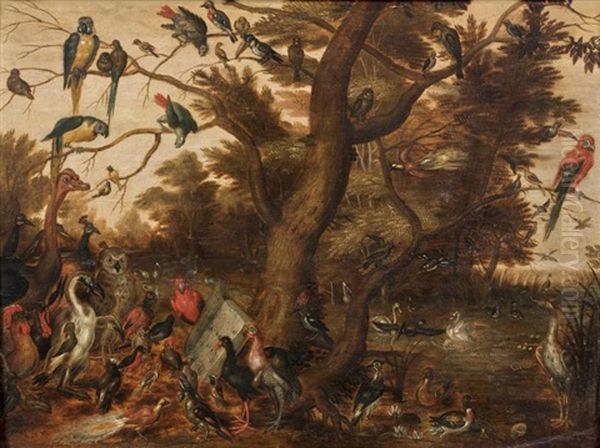 Le Parlement Des Oiseaux Oil Painting by Jan Brughel