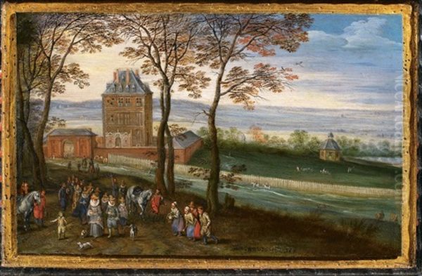 Schloss Mariemont Mit Erzherzog Albrecht Und Isabella Oil Painting by Jan Brueghel the Elder
