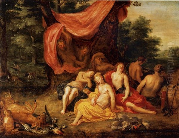 Diana And Her Attendants Resting After The Hunt Oil Painting by Jan Brughel