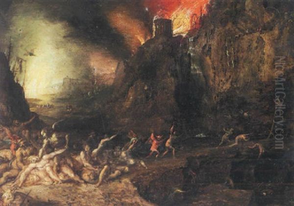 Hell Scene, With Devils Tormenting The Souls Of The Damned Oil Painting by Jan Brueghel the Elder