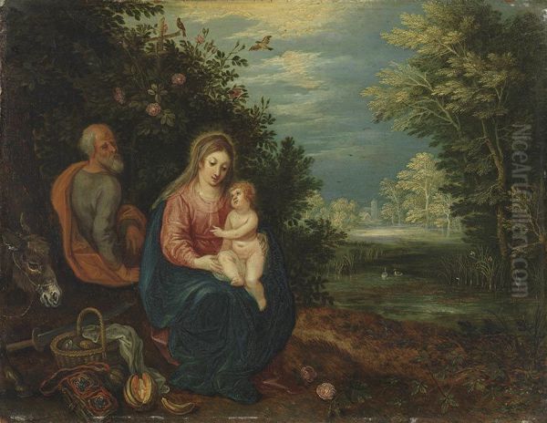 Ruhe Auf Der Flucht Nach Agypten Oil Painting by Jan Brughel