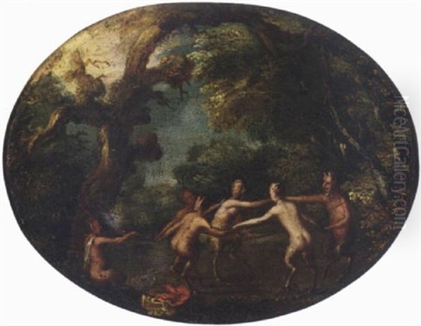 A Wooded Landscape With Satyrs At A Bacchanalia Oil Painting by Jan Brueghel the Elder