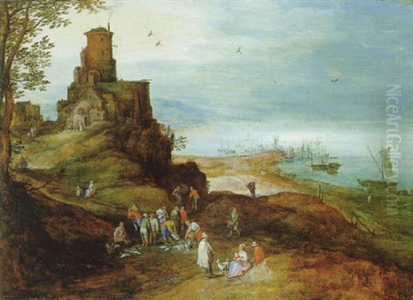 Seehafen Mit Altem Castell Oil Painting by Jan Brueghel the Elder