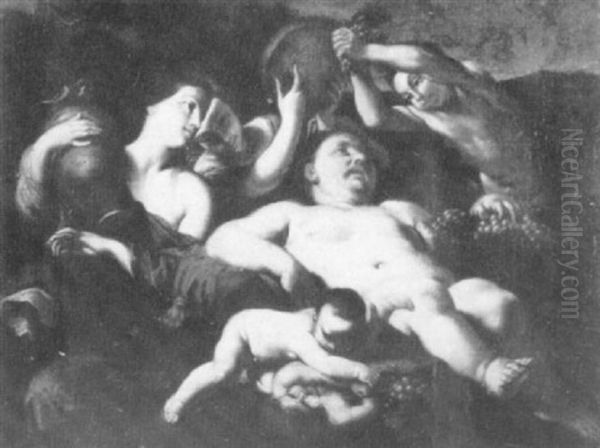 The Drunken Bacchus With Attendants Oil Painting by Abraham Brueghel