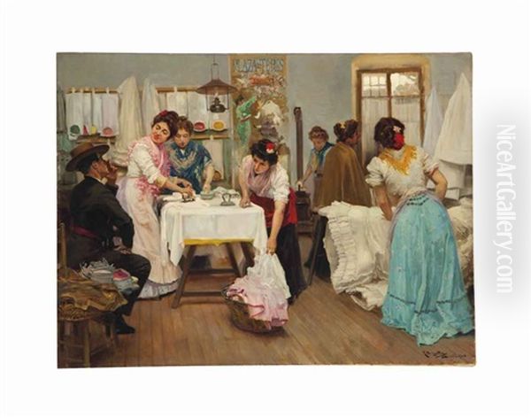The Laundresses Oil Painting by Ricardo (Panito) Brugada y Panizo