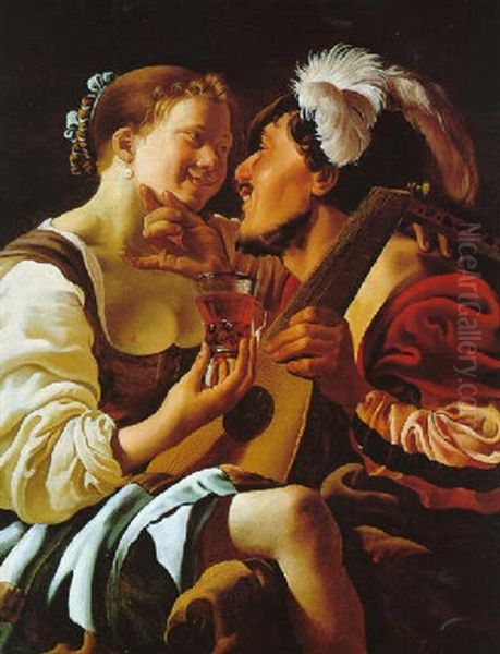 Das Verliebte Paar Oil Painting by Hendrick Ter Brugghen