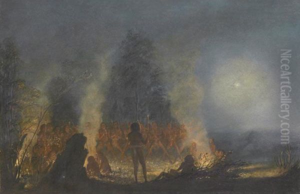 Corroboree, Lake Macquarie Oil Painting by Henry Curzon Allport