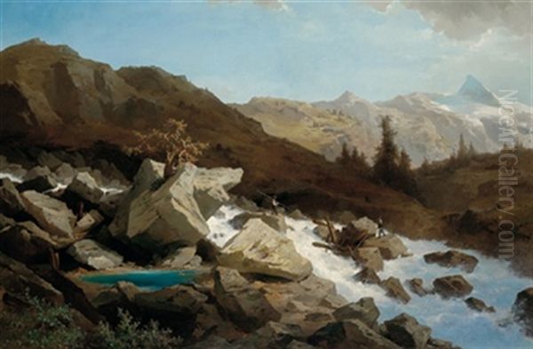 Wildbach, Parthie Aus Oberkarnthen Oil Painting by Joseph Brunner