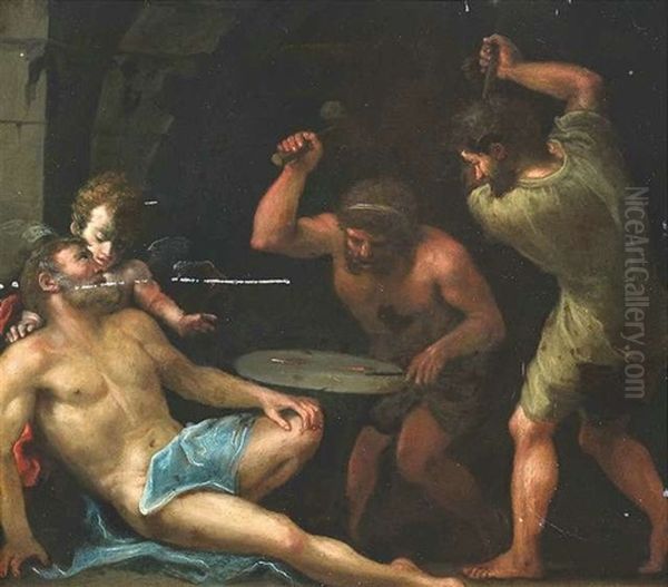 Die Schmiede Des Vulkan Oil Painting by Felice Brusasorci