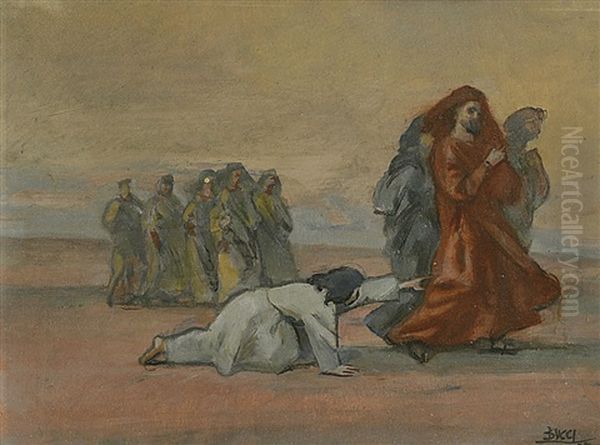 L'emorroissa Oil Painting by Anselmo Bucci