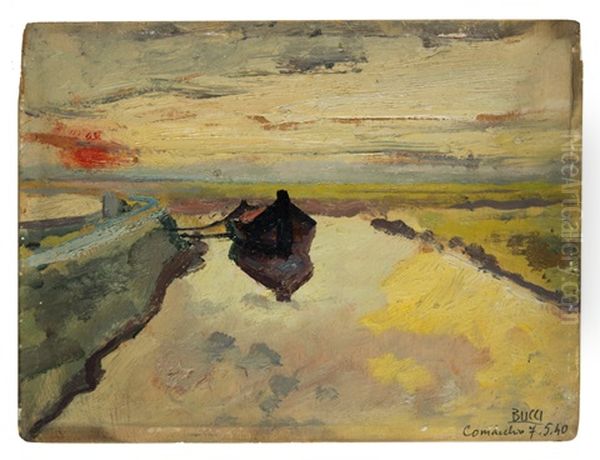 Tramonto A Comacchio Oil Painting by Anselmo Bucci