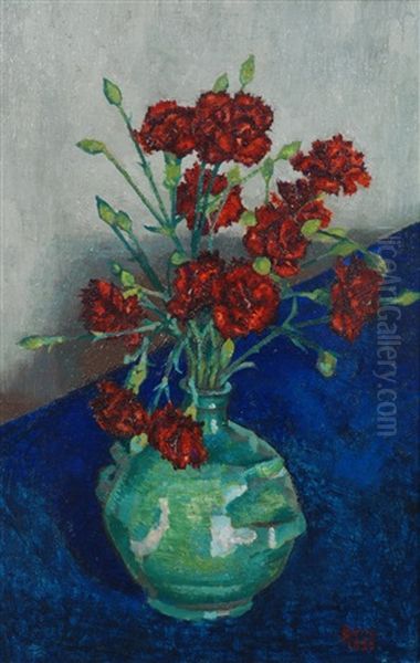 Garofani In Un Vaso A Boccia Oil Painting by Anselmo Bucci