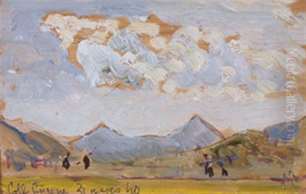 Colli Euganei (+ Sera A Terni; 2 Works) Oil Painting by Anselmo Bucci