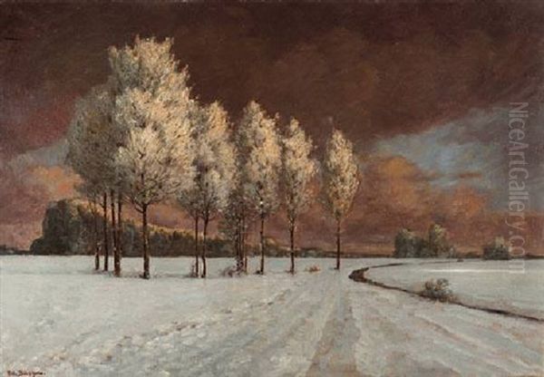 Winterlandschaft Bei Dachau Oil Painting by Robert Buchtger