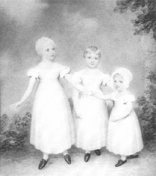 Three Young Girls, Augusta, Elizabeth, And Mary Oil Painting by Adam Buck