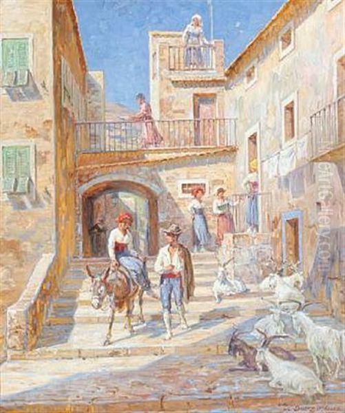 Street Scenery From Sicily Oil Painting by Carl Budtz-Moller