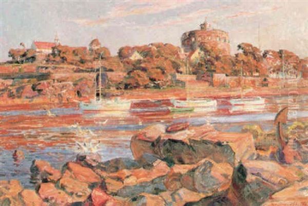 Udsigt Mod Christianso Oil Painting by Carl Budtz-Moller