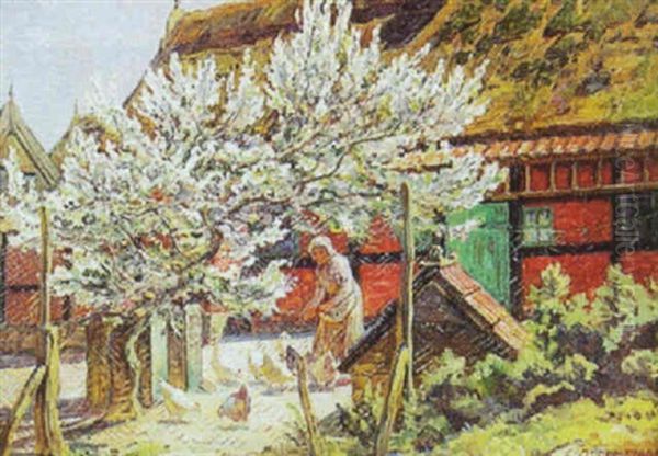 Honsene Fodres Oil Painting by Carl Budtz-Moller