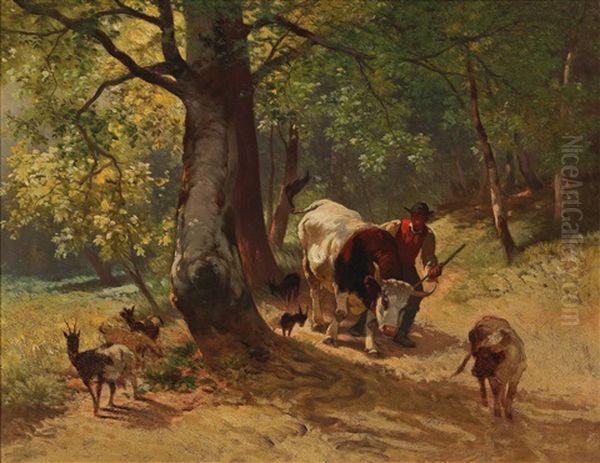 Returning From The Meadow Oil Painting by Conrad Buehlmayer