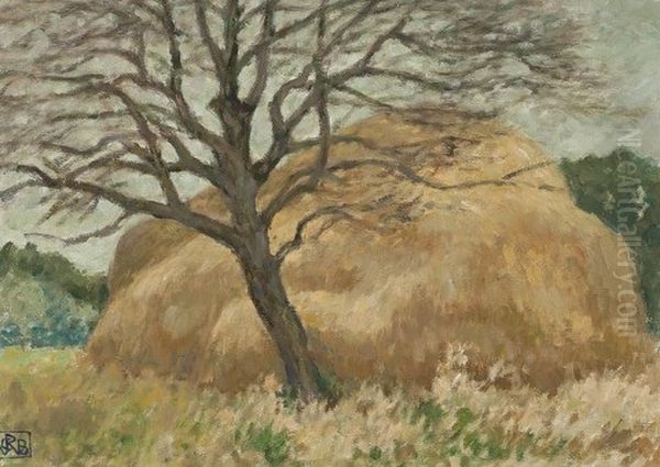 Rural Scene With Haystack (france) Oil Painting by Rupert Bunny