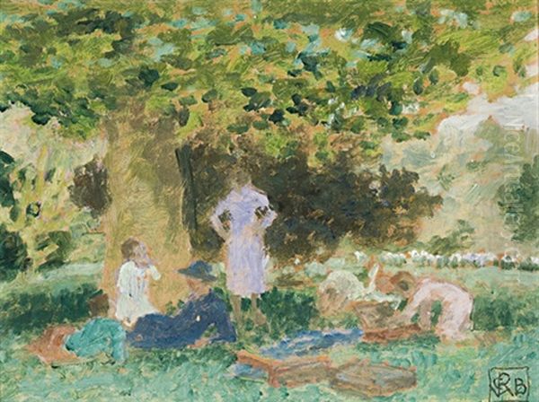In The Gardens (from The Royal Botanic Gardens, Melbourne Series) Oil Painting by Rupert Charles Bunny