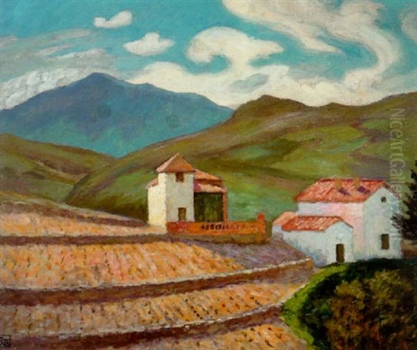 Vintners' Cottages At Vendres Oil Painting by Rupert Bunny