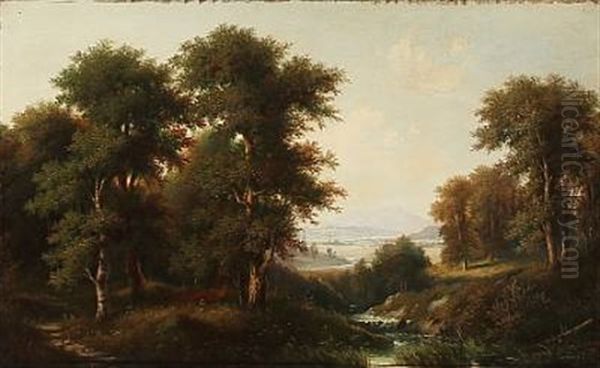 Autumn Landscape Outside Nassau In Germany Oil Painting by Josef Burgaritzky
