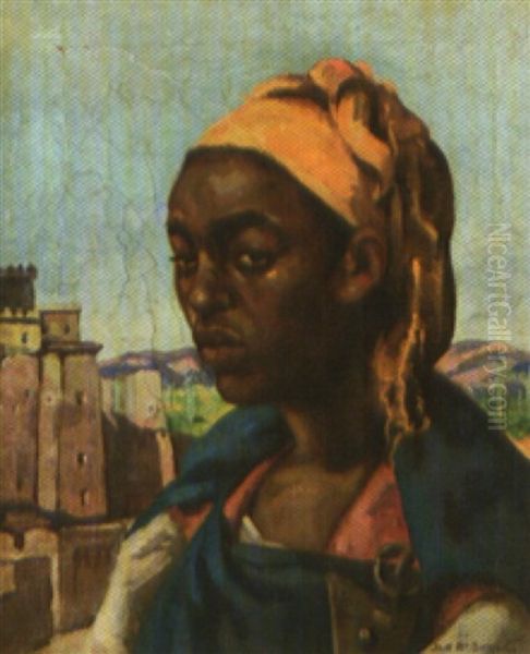 Portrait De Marocaine Oil Painting by Jose Maria Palma Burgos