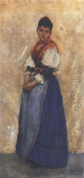 Madchen In Tracht Oil Painting by Max-Alfred Buri