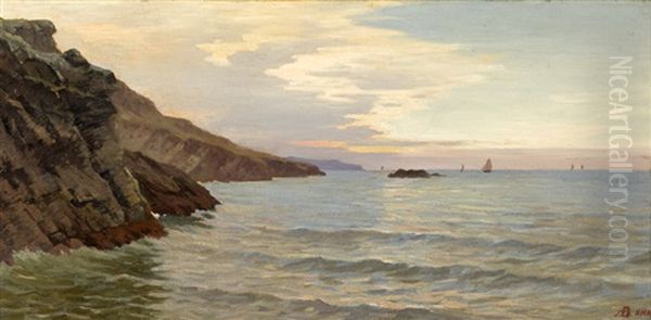 Sunset Oil Painting by Augustus Nicholas Burke