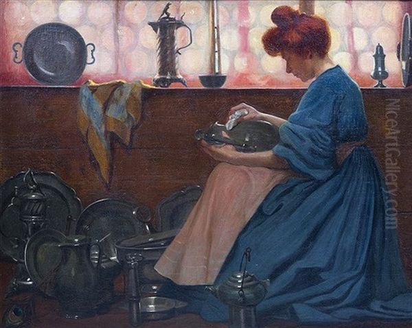 La Femme Aux Etains Oil Painting by Marguerite Burnat-Provins