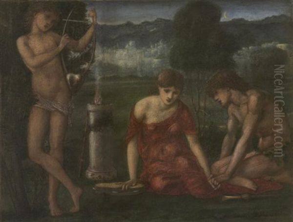 A Sacrifice To Hymen Oil Painting by Edward Burne-Jones