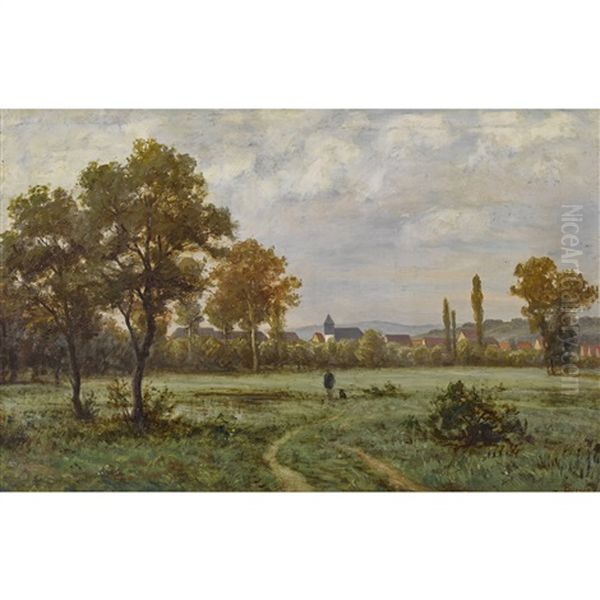 Weite Landschaft Mit Stadt Oil Painting by Karl Peter Burnitz