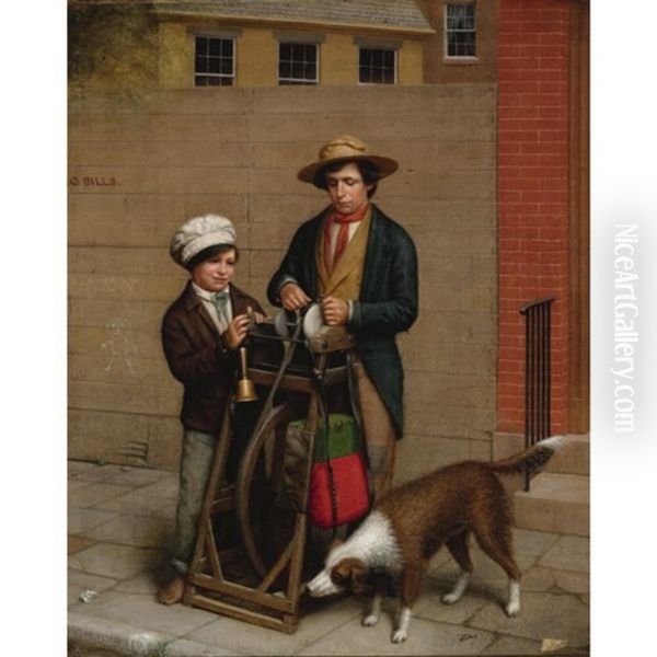 The Scissor Grinder Oil Painting by William Henry Burr