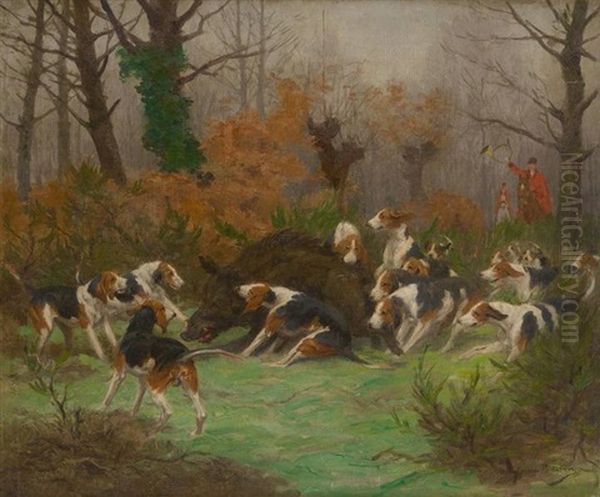 L'hallali Oil Painting by Georges Louis Charles Busson