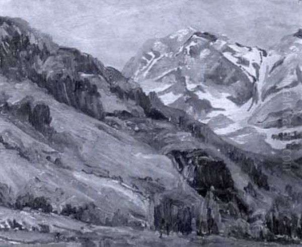 Western Landscape With Mountain Range Oil Painting by Mary Cable Butler