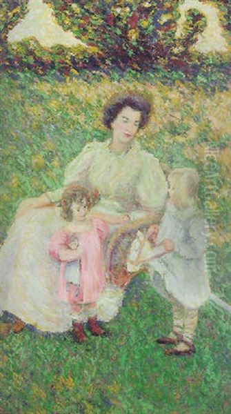 Suzanne And Her Children Oil Painting by Theodore Earl Butler